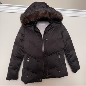 Calvin Klein Down Feather Puffer Faux Fur Hood XS